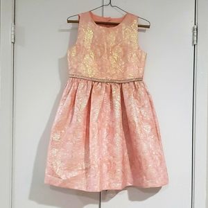 Iris & Ivy Bow Back Brocade Girl's Dress in Peach
